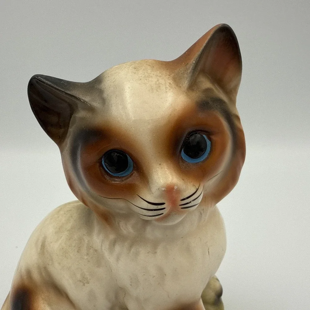 Vintage Norleans Ceramic Orange Cat With Blue Eyes Made in Japan 5